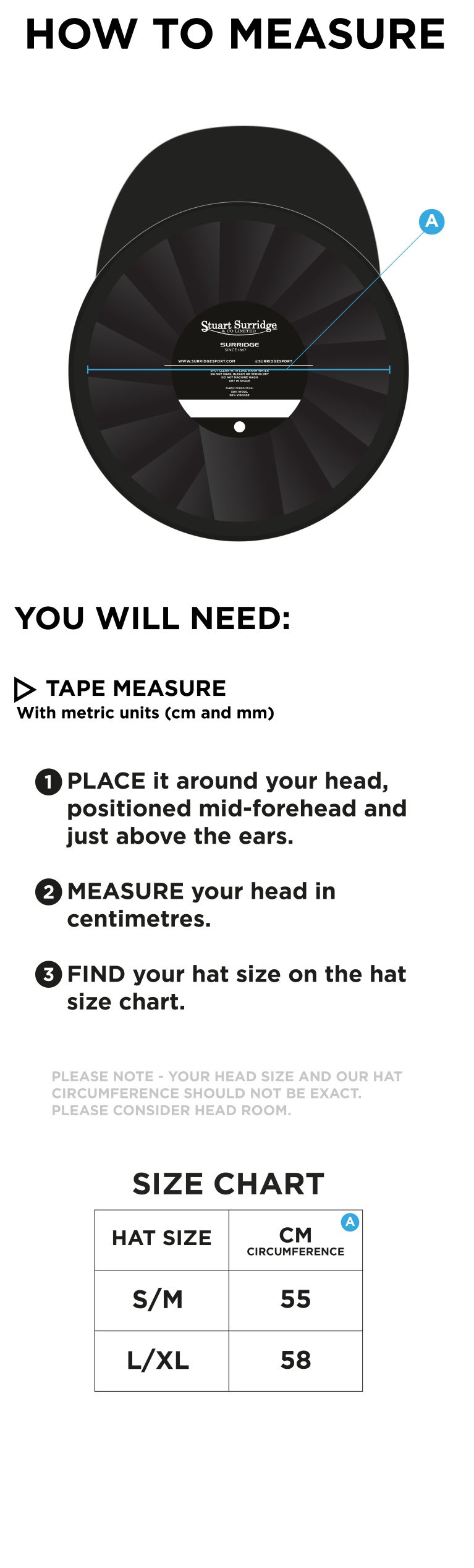 North Ferriby CC - Baggy Cap - Size Guide