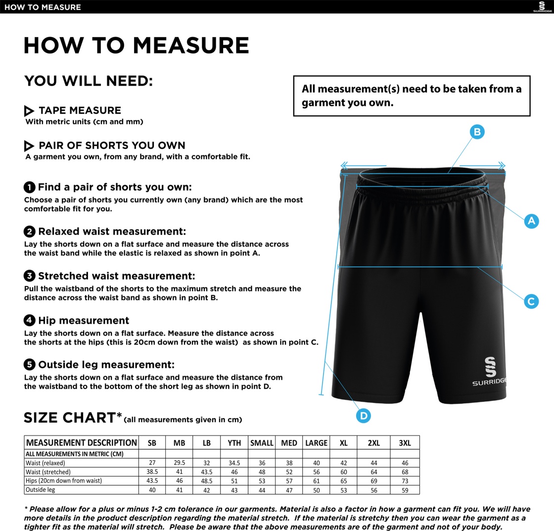 North Ferriby CC - Blade Shorts - Size Guide